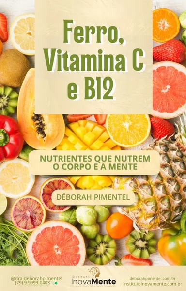 Capa do e-book Ferro, Vitamina C e B12 — Dra. Déborah Pimentel